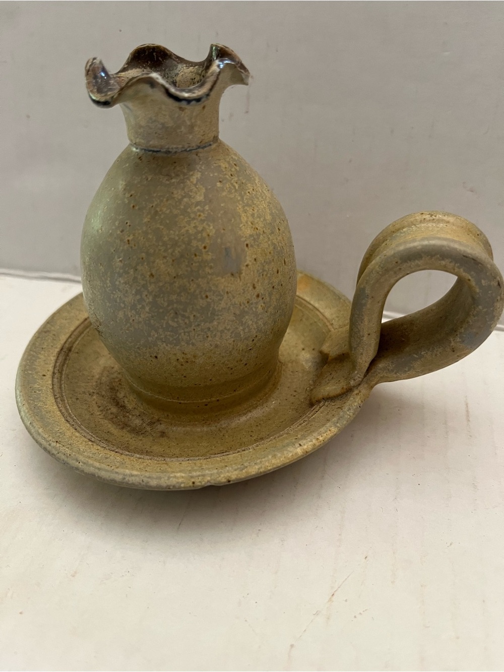 Vintage Studio Pottery Chamberstick Candle Holder/Incense Burner/ Oil and Wick - Picture 2 of 3